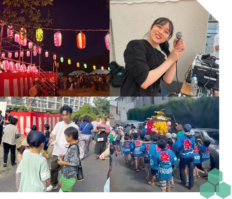 地域のお祭りに参加するスタッフの写真