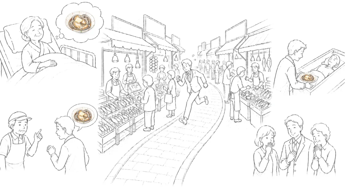 お客様のために奔走するスタッフのイラスト