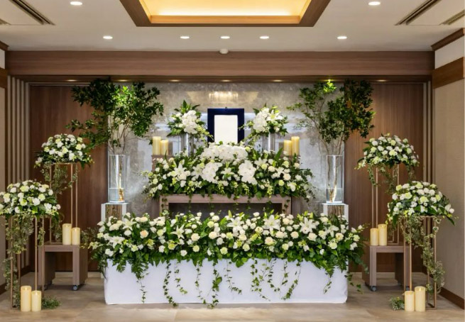 落合斎場の式場：雪